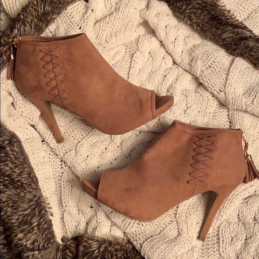 Madden Girl Suede Open Toed Bootie